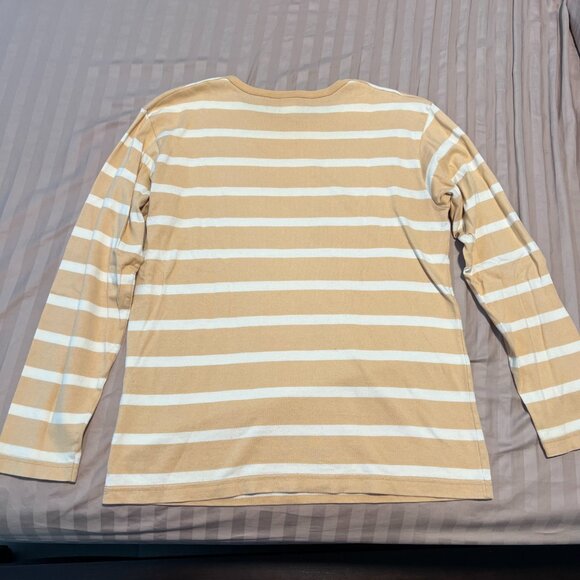 Vintage Petit Bateau Beige with White Stripes Long Sleeve Shirt Made in France - Picture 8 of 12